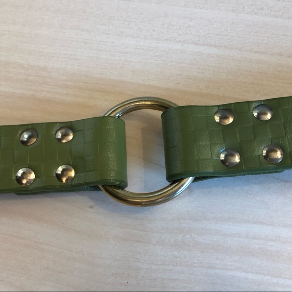 🐶 NWT Mackenzie-Childs Embossed Real Bridle Leather Grn Dog Collar (Size:Large) - Picture 8 of 11